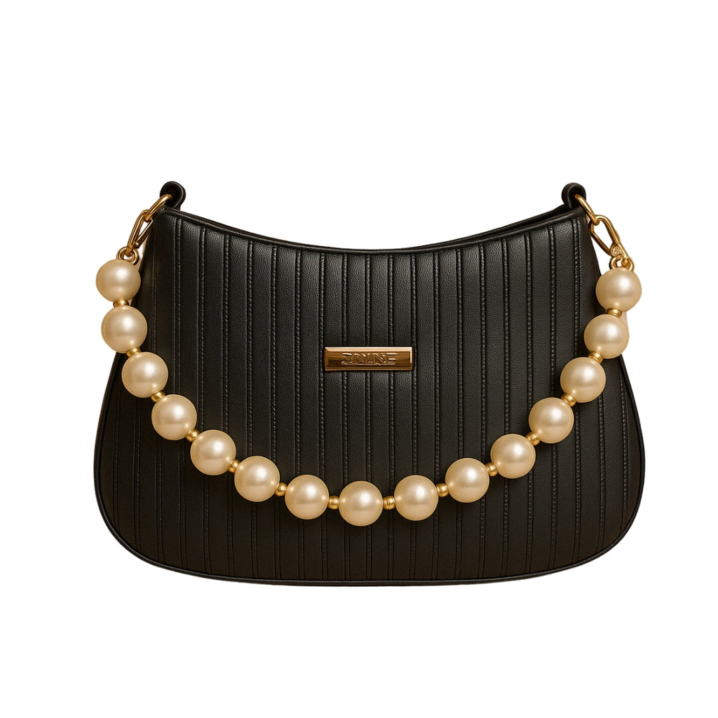 Taupe Pearl Strap Sling Bag - Elegant Shoulder Handbag for Women