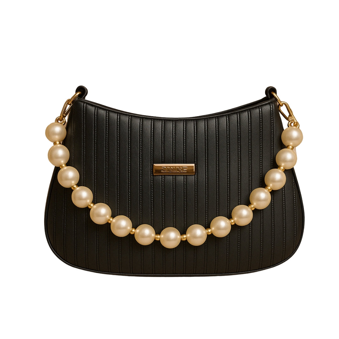 Taupe Pearl Strap Sling Bag - Elegant Shoulder Handbag for Women