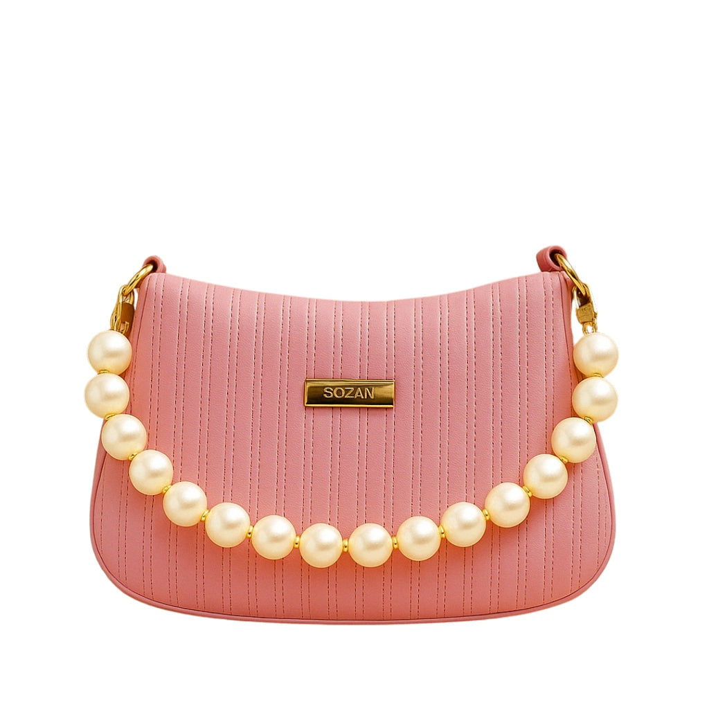 Taupe Pearl Strap Sling Bag - Elegant Shoulder Handbag for Women