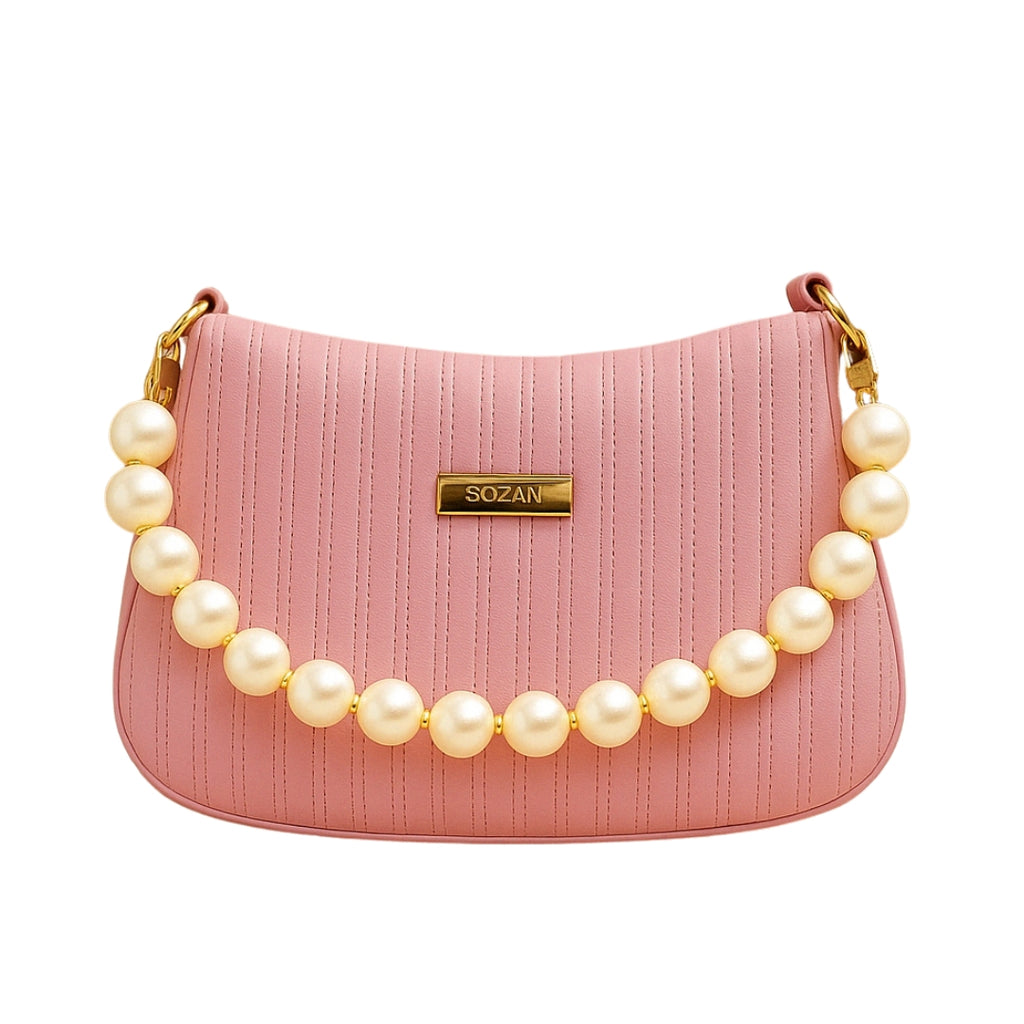 Taupe Pearl Strap Sling Bag - Elegant Shoulder Handbag for Women