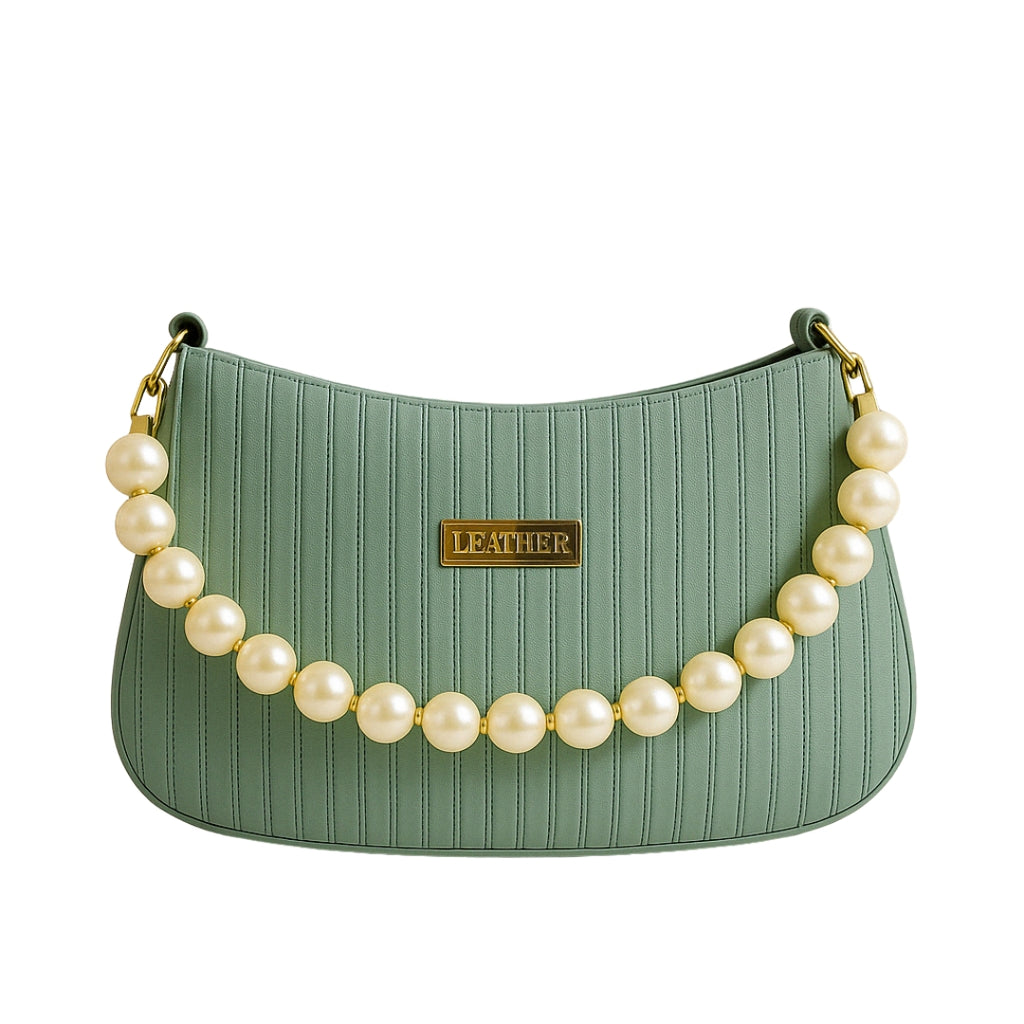 Taupe Pearl Strap Sling Bag - Elegant Shoulder Handbag for Women