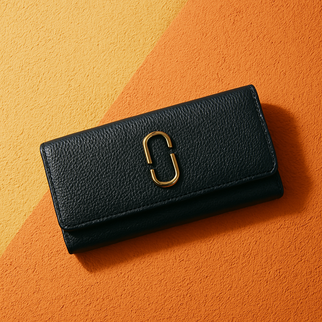 Black Textured Leather Clutch Wallet for Women