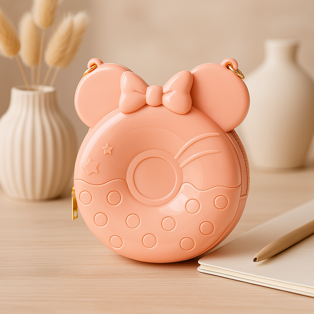 Glossy Light Pink Minnie Mouse Handbag for Girls