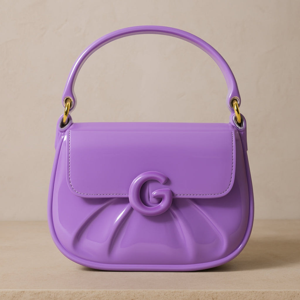 Lavender Purple Glossy G Buckle Purse – Soft Pastel Trendy Handbag