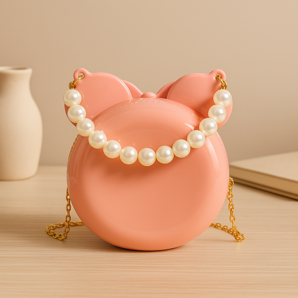 Glossy Light Pink Minnie Mouse Handbag for Girls