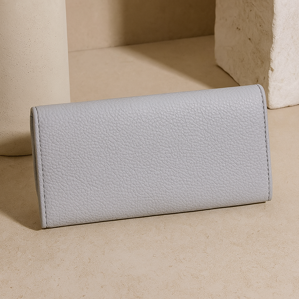 Purple Textured Leather Clutch Wallet for Women