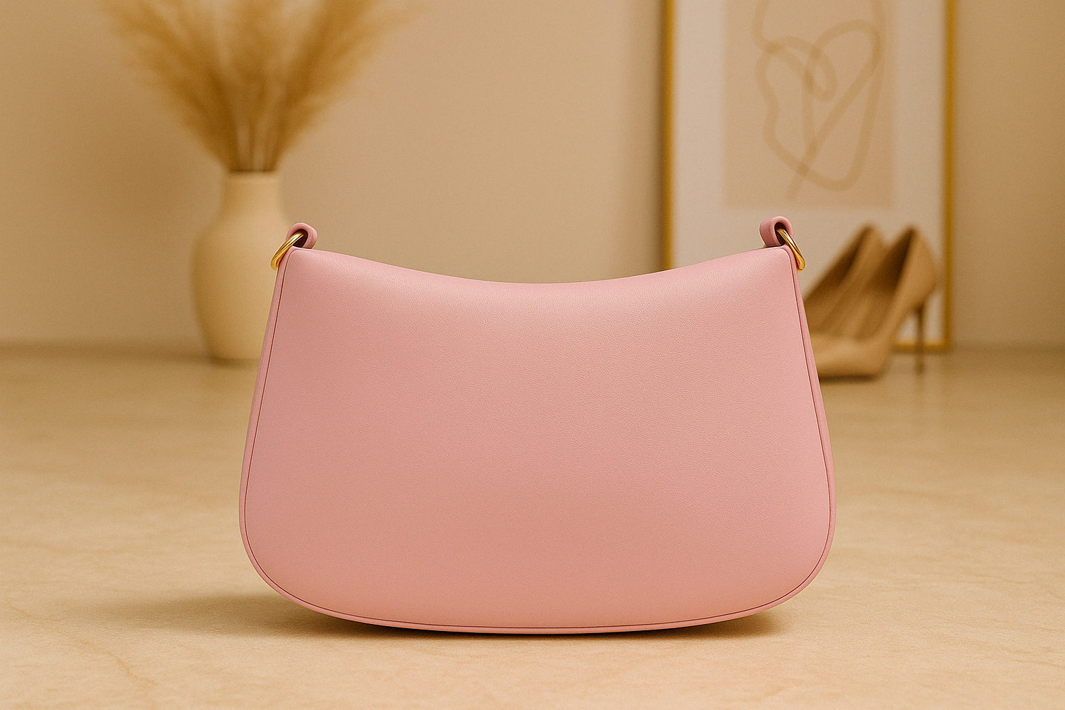 Taupe Pearl Strap Sling Bag - Elegant Shoulder Handbag for Women