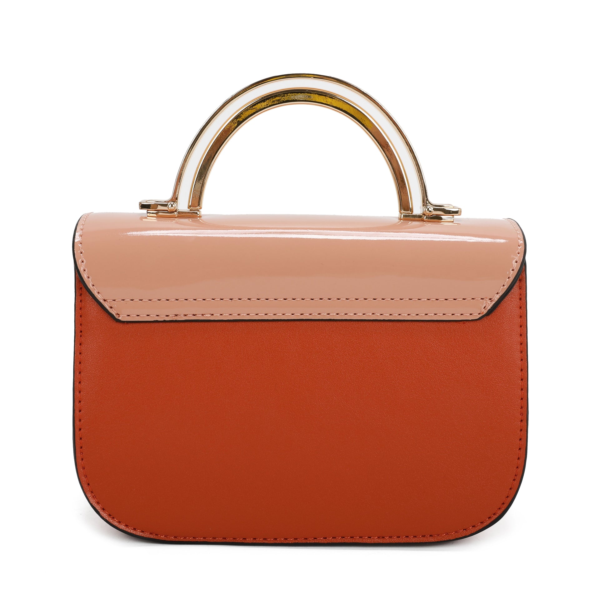 Elegant Rectangular Flap Bag with Metallic Lock & Top Handle.