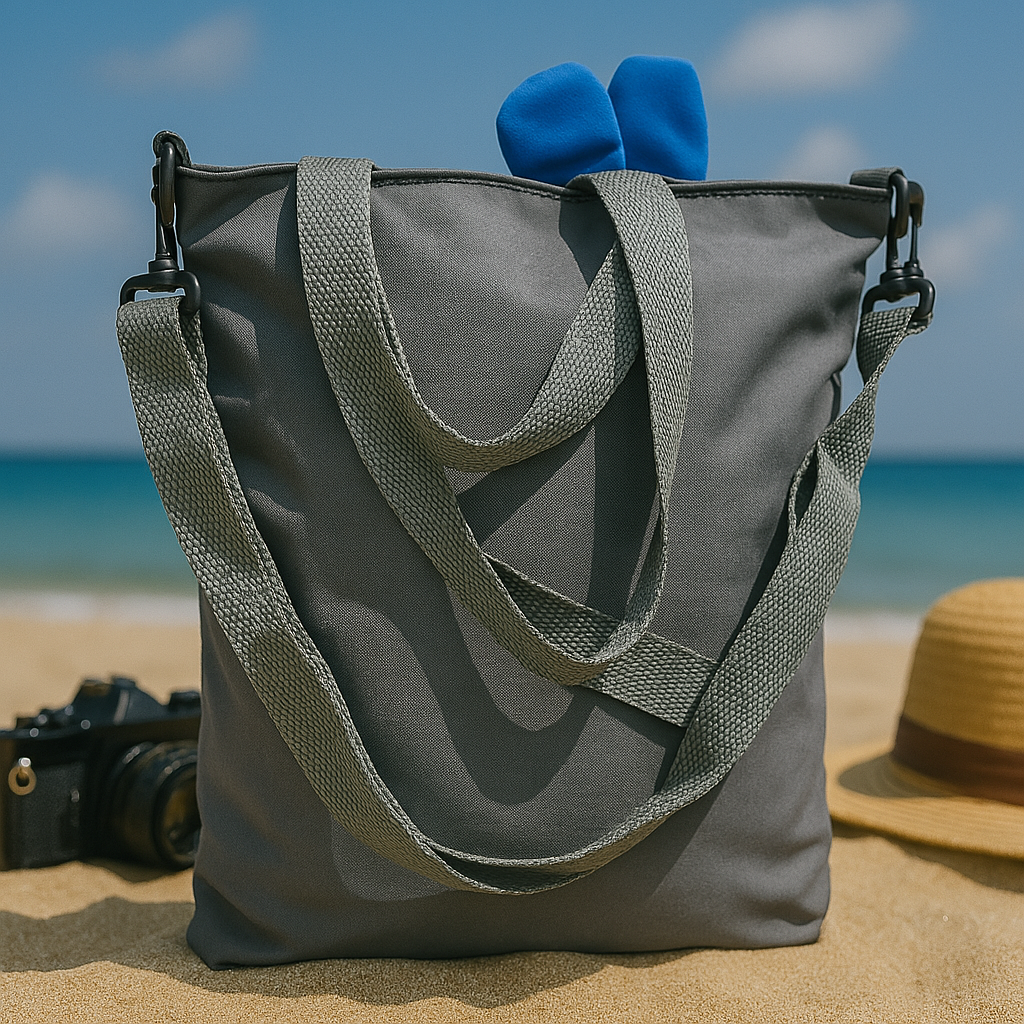Gray "Give Me Love Clouds" Backpack with Blue Bunny Ears – Travel Cute Canvas Bag