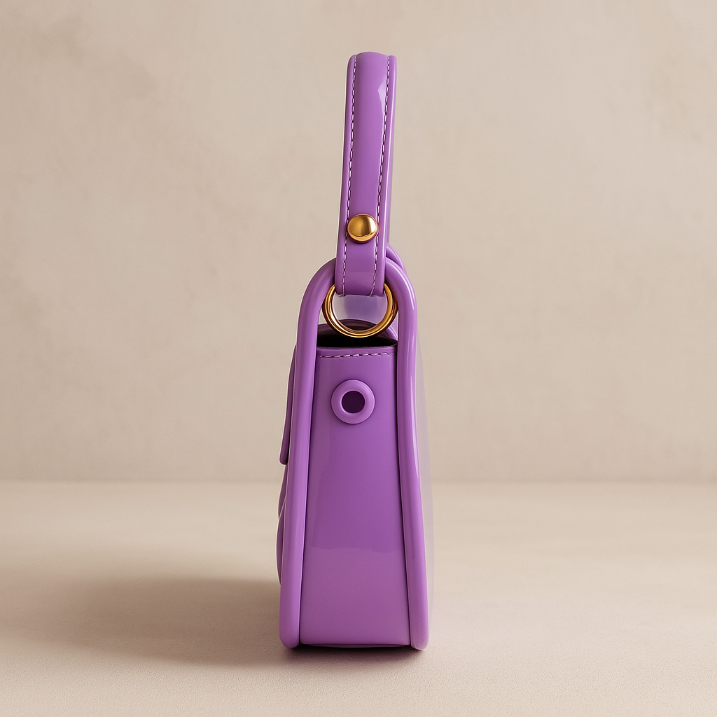 Lavender Purple Glossy G Buckle Purse – Soft Pastel Trendy Handbag