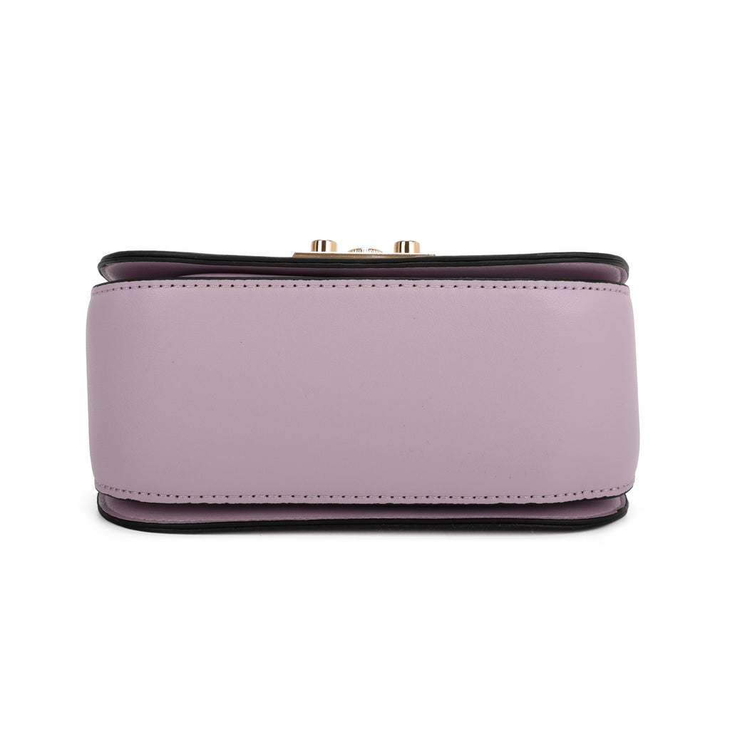 Elegant Rectangular Flap Bag with Metallic Lock & Top Handle.