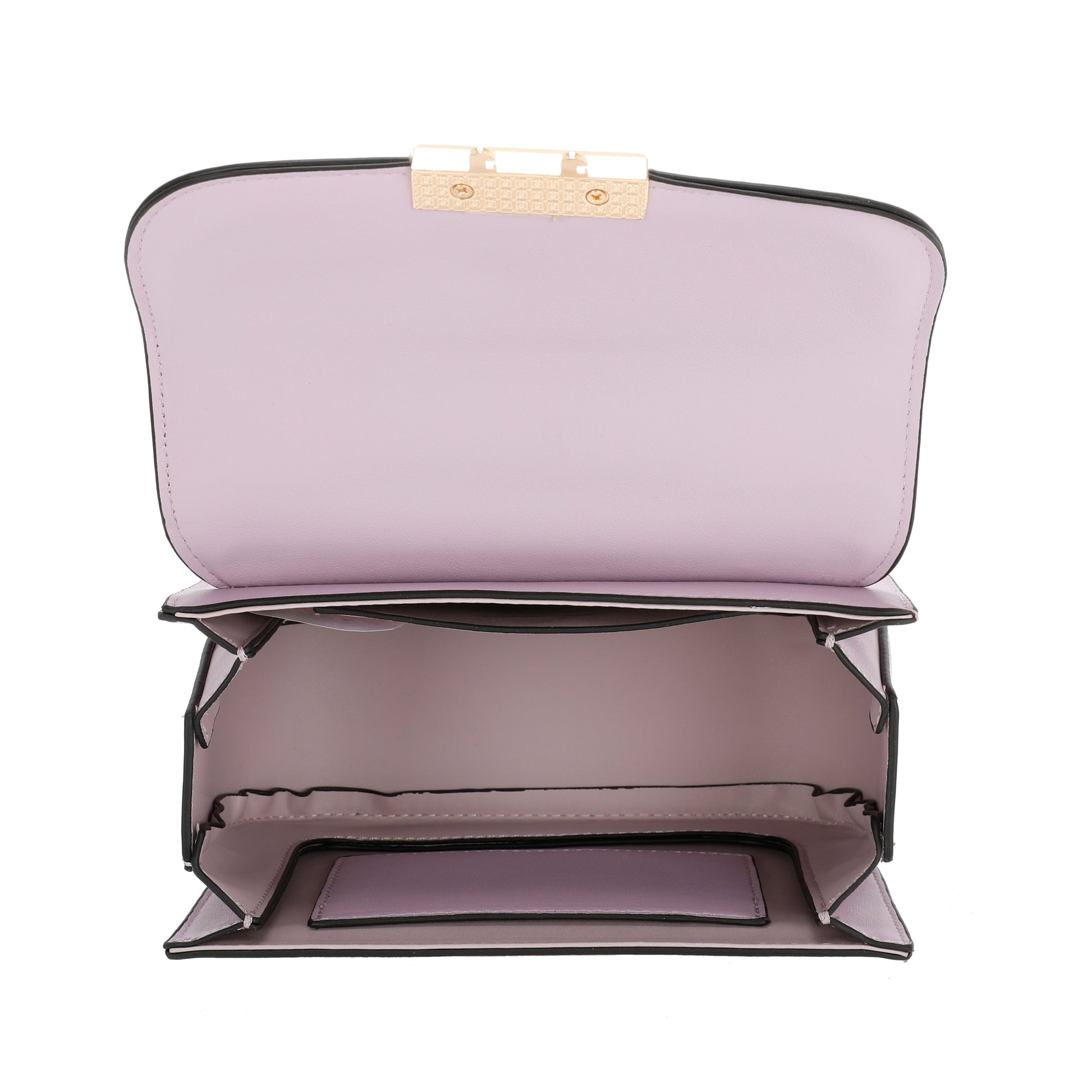 Elegant Rectangular Flap Bag with Metallic Lock & Top Handle.