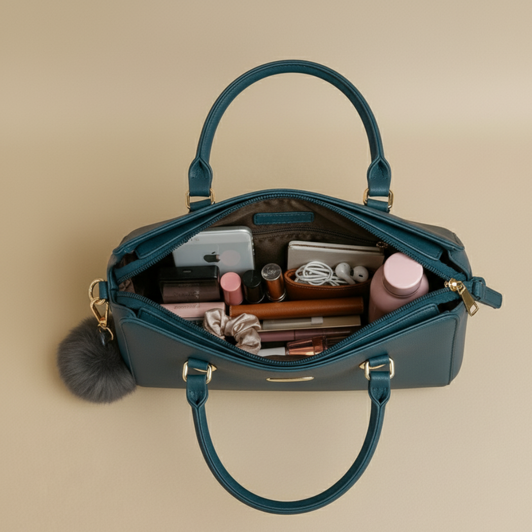 Rivaara Luxe Mocha Charm Structured Tote Handbag For Women