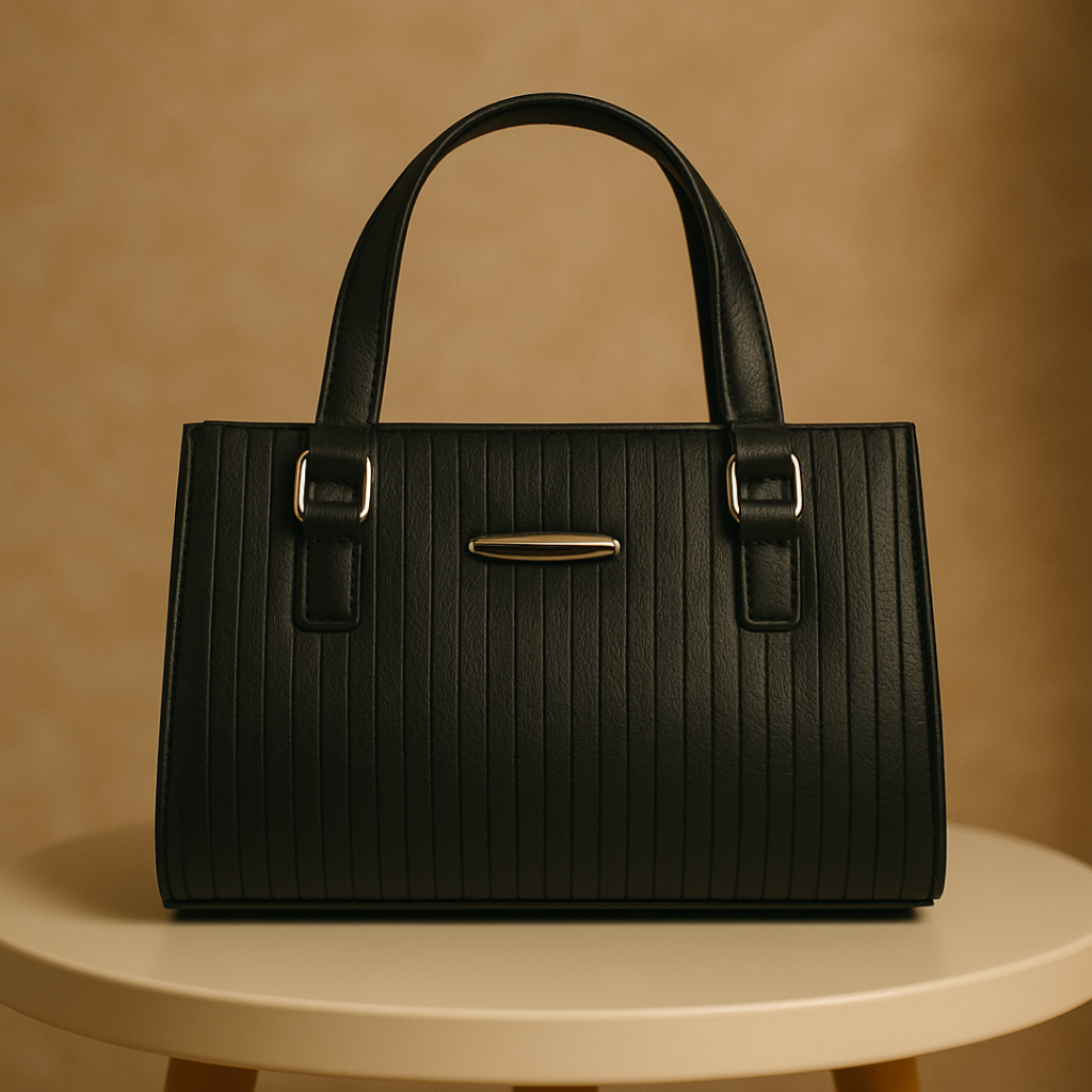 Elara Textura Classic Black Tote HandBag for Women-Premium PU Leather Elegant Handbag