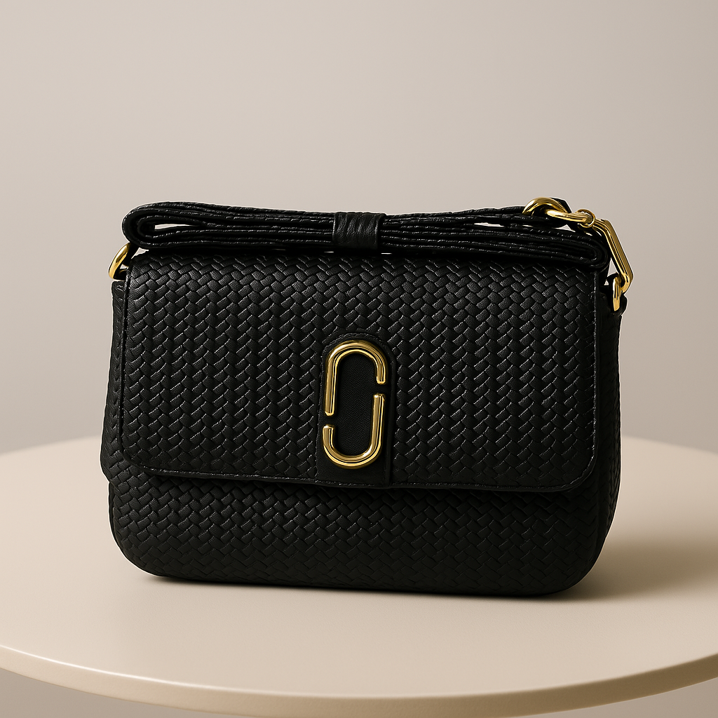 Elegant Black Crossbody Bag – Gold Clasp | Chic Everyday Shoulder Bag