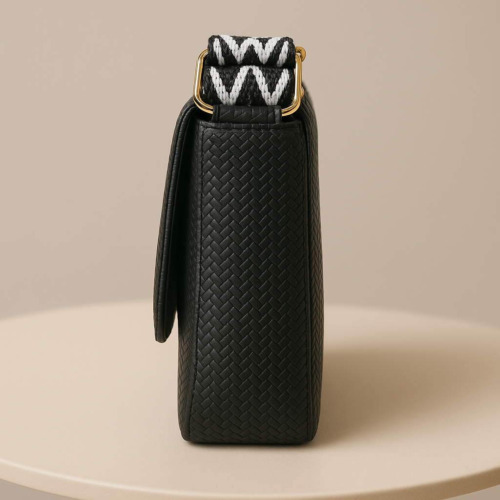 Elegant Black Crossbody Bag – Gold Clasp | Chic Everyday Shoulder Bag