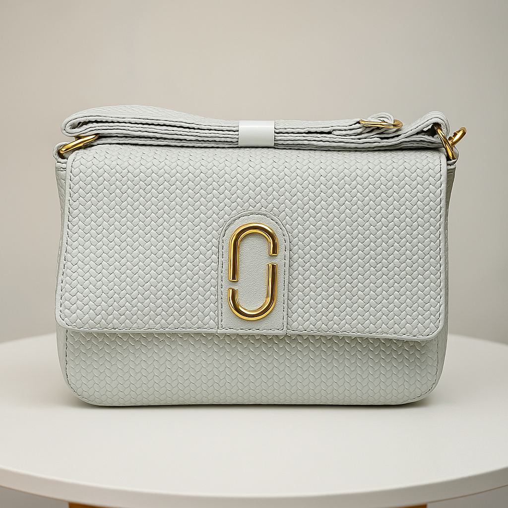 Modern Light Grey Crossbody Bag – Gold Clasp | Sleek & Stylish Bag