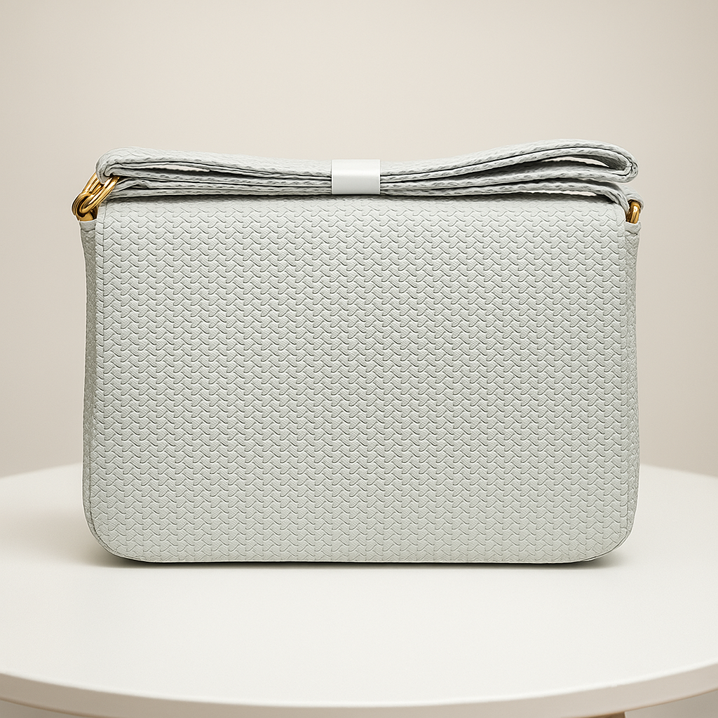 Modern Light Grey Crossbody Bag – Gold Clasp | Sleek & Stylish Bag