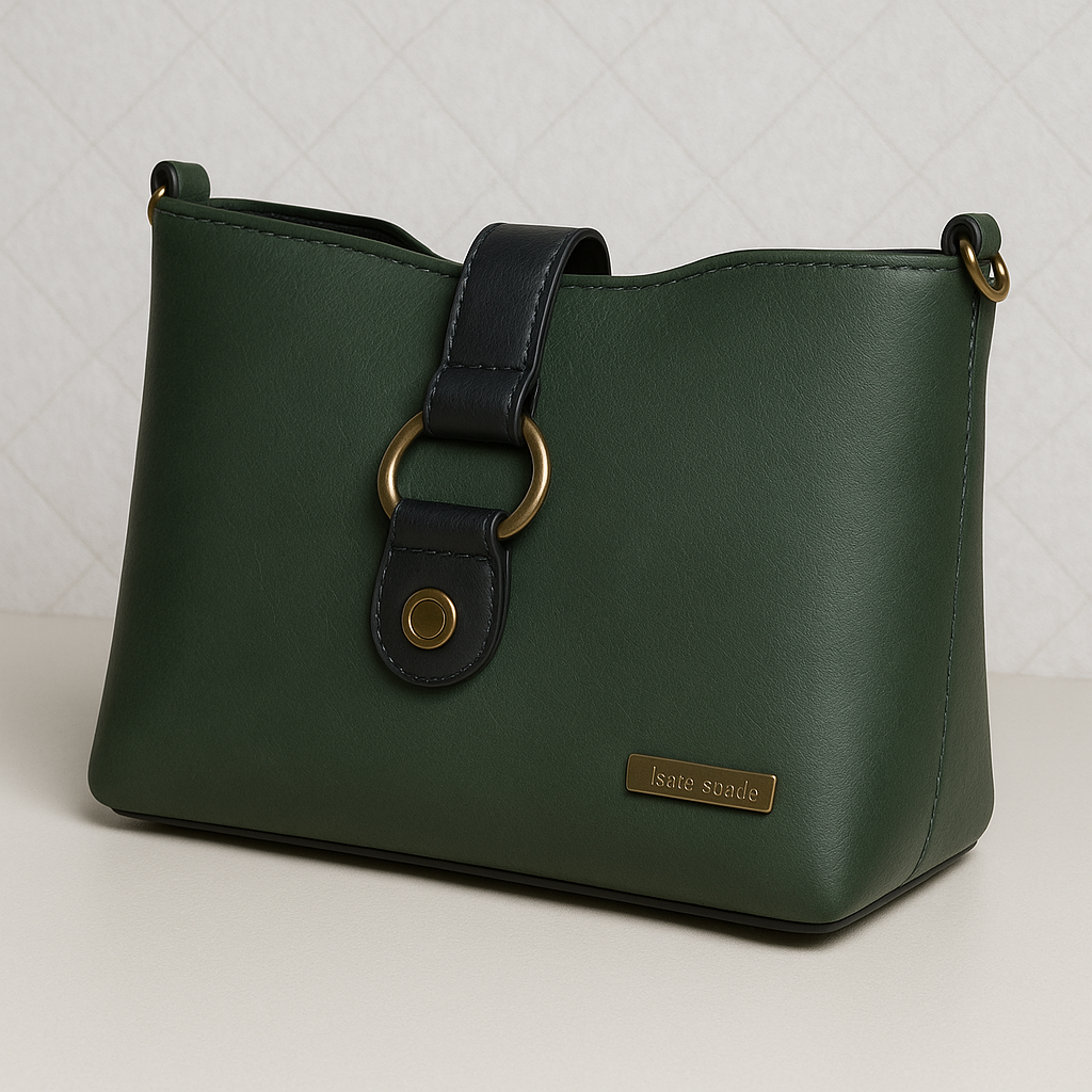 Trendy Black Tote Bag for Women – PU Leather Shoulder Bag with Metal Ring Design