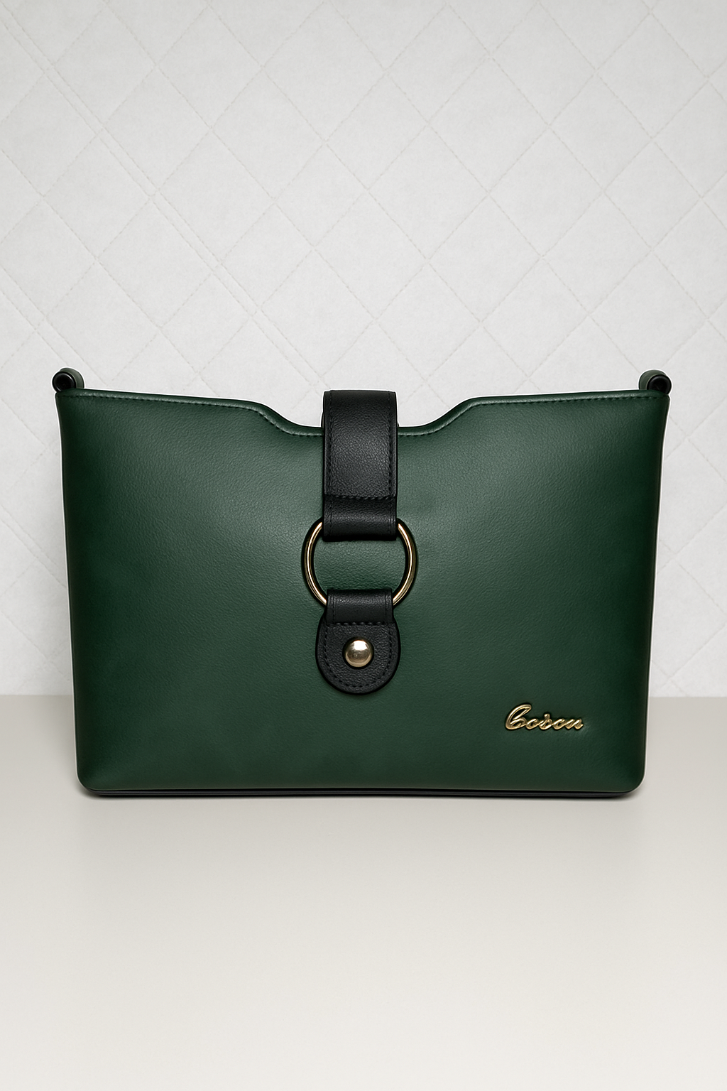 Trendy Black Tote Bag for Women – PU Leather Shoulder Bag with Metal Ring Design