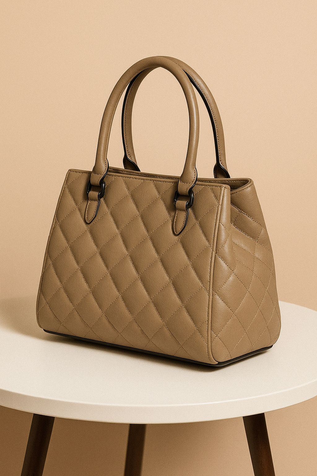 Quilted Leather Tote Bag for Women - Stylish Handbag with Dual Handles