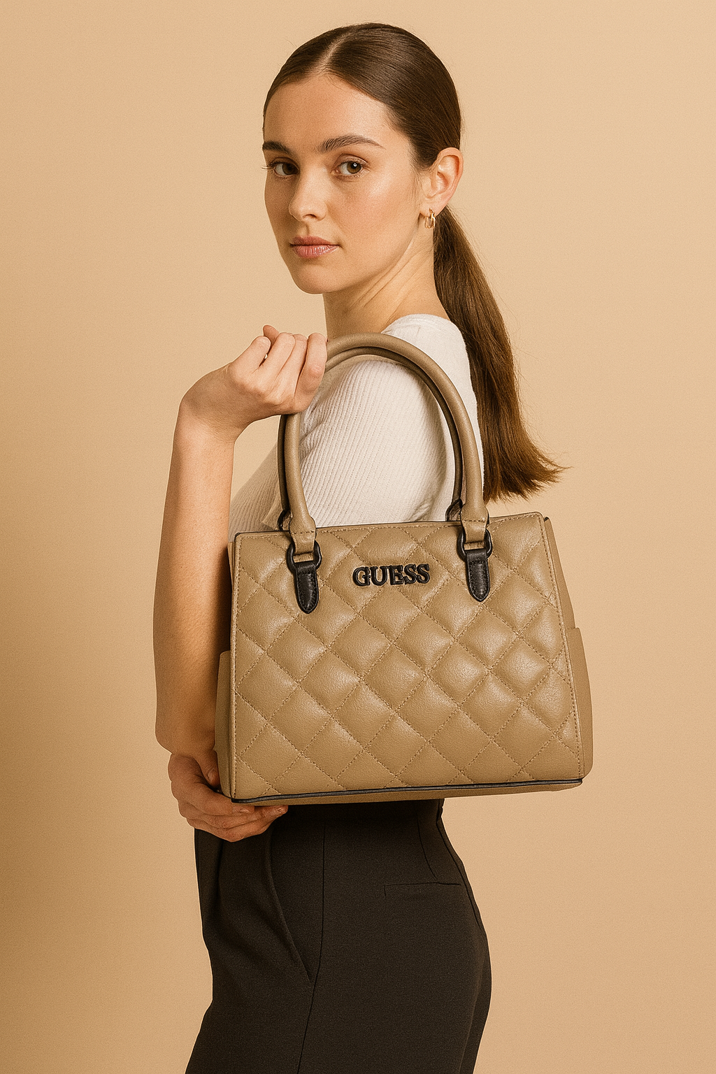 Quilted Leather Tote Bag for Women - Stylish Handbag with Dual Handles
