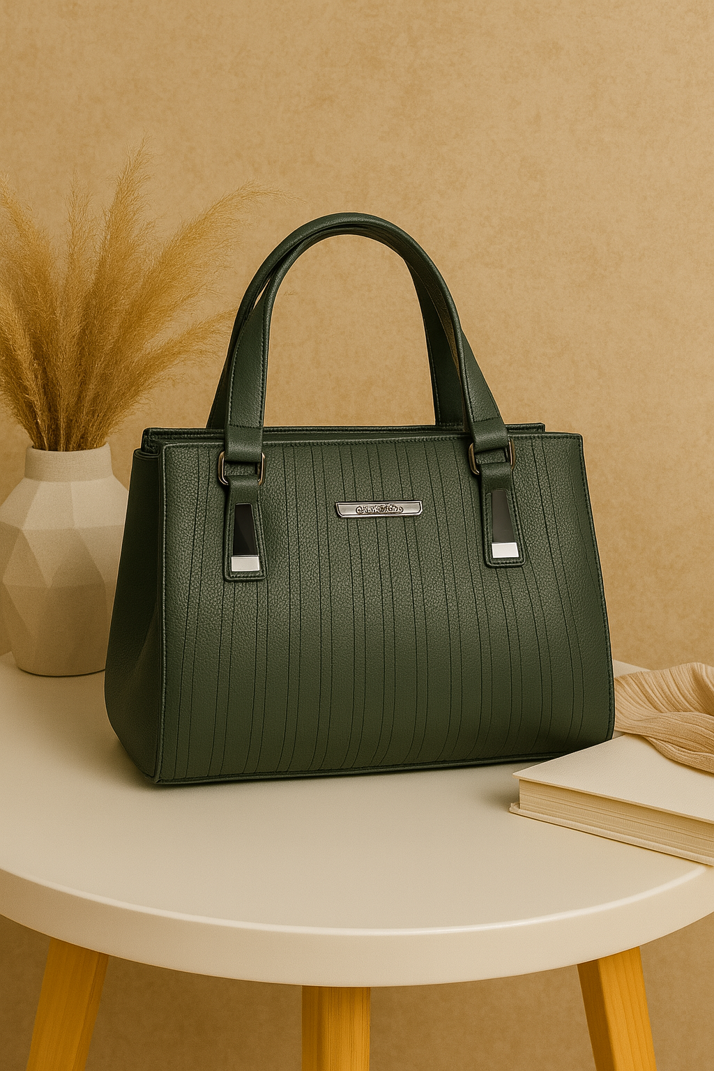 Beige Classic Tote Bag for Women - Premium PU Leather Elegant Handbag