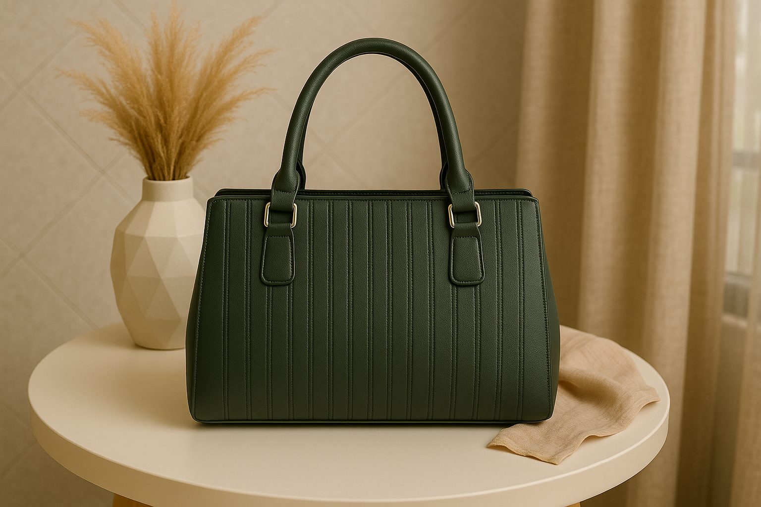 Beige Classic Tote Bag for Women - Premium PU Leather Elegant Handbag