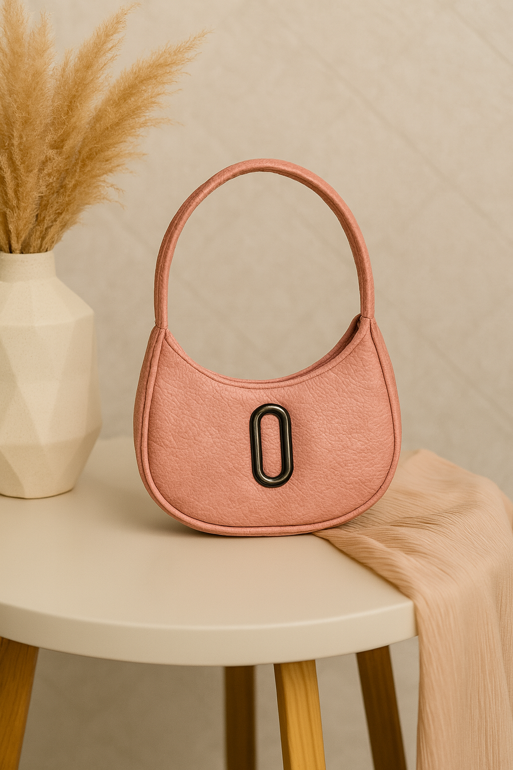 Black Oval Shoulder Bag for Women - Premium PU Leather Stylish Handbag
