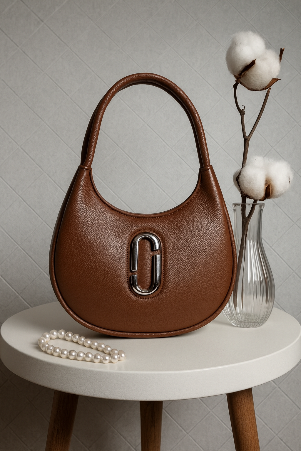 Black Oval Shoulder Bag for Women - Premium PU Leather Stylish Handbag