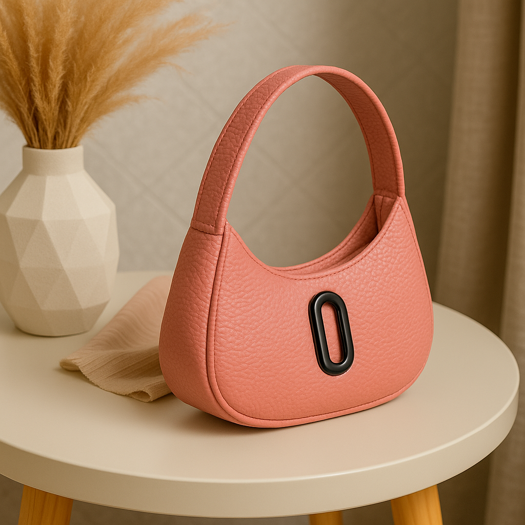 Black Oval Shoulder Bag for Women - Premium PU Leather Stylish Handbag