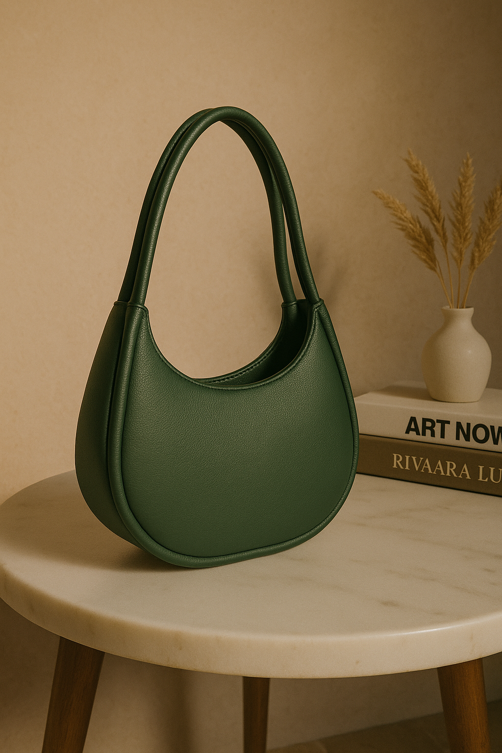 Black Oval Shoulder Bag for Women - Premium PU Leather Stylish Handbag