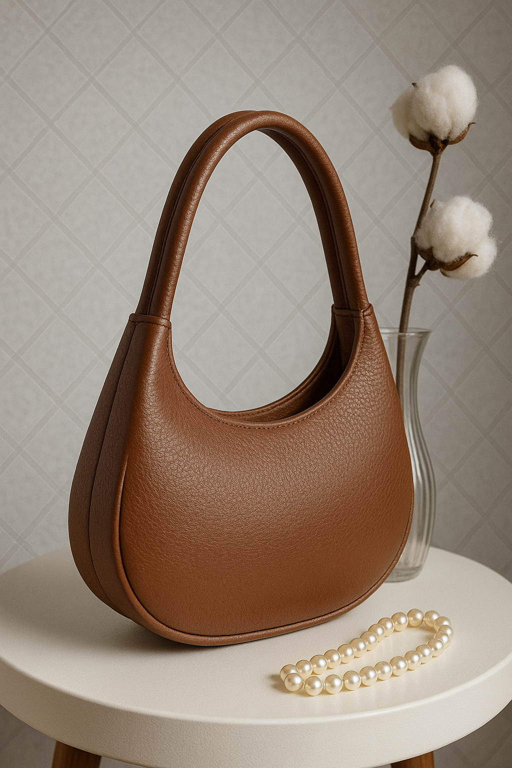 Black Oval Shoulder Bag for Women - Premium PU Leather Stylish Handbag