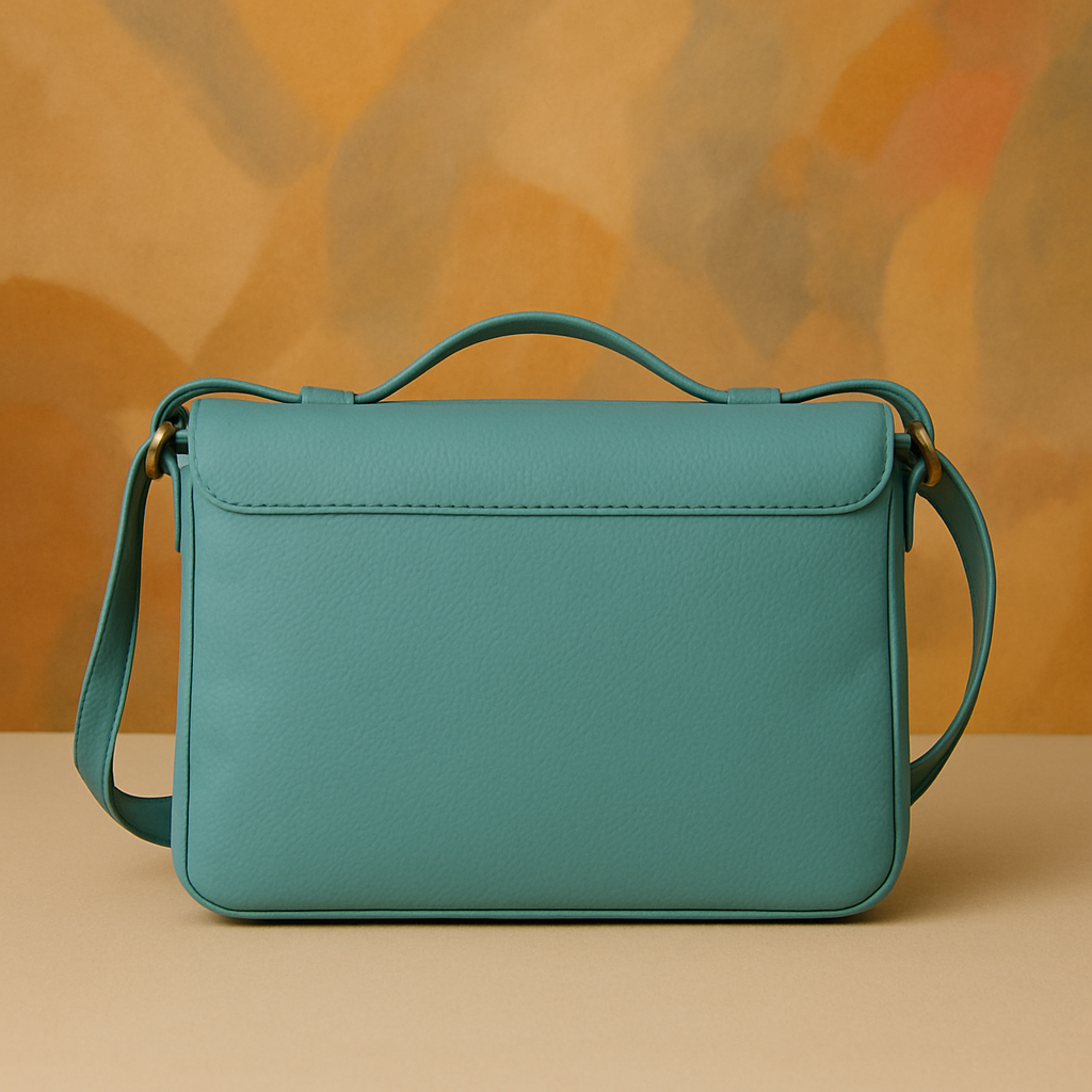 Stylish Olive Green Leather Satchel with Buckle Straps | Unisex Messenger Bag