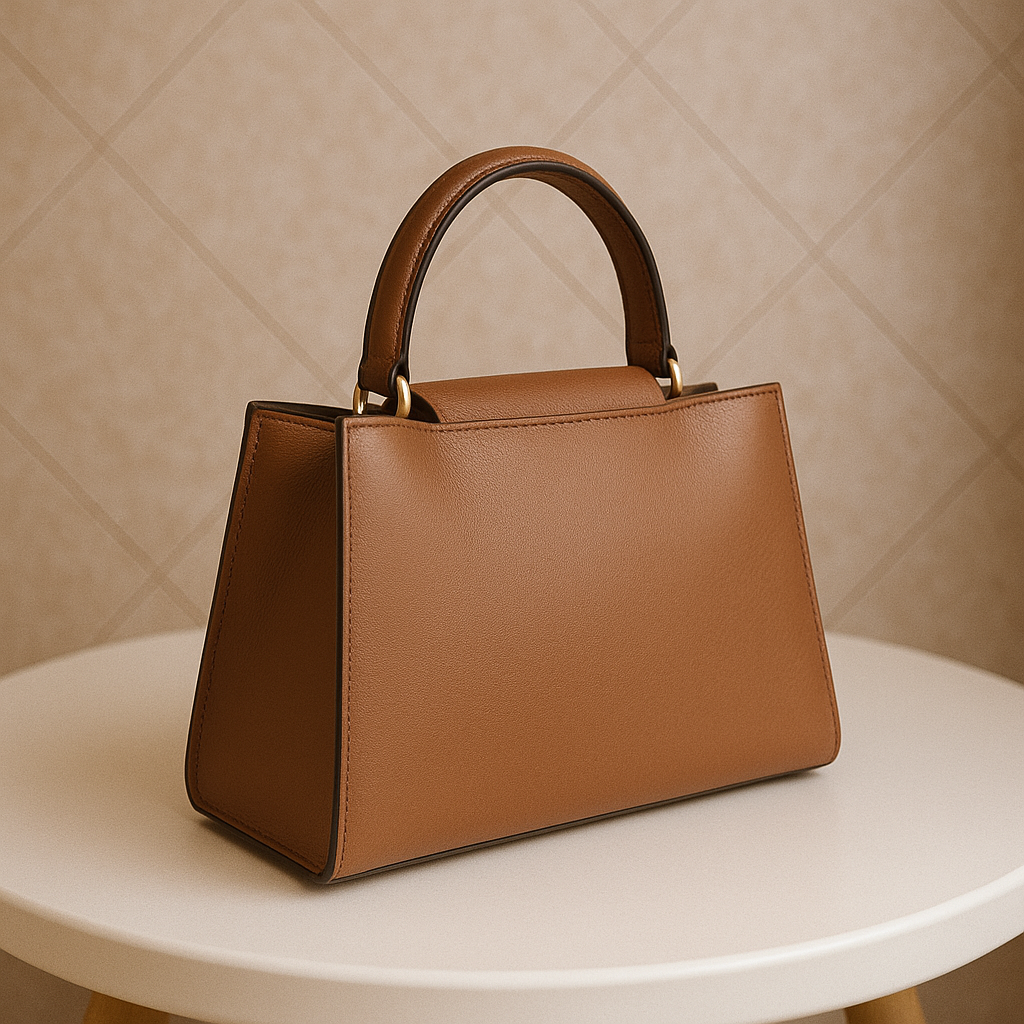 Premium Black Leather Handbag with Golden GG Logo | Luxury Women's Purse
