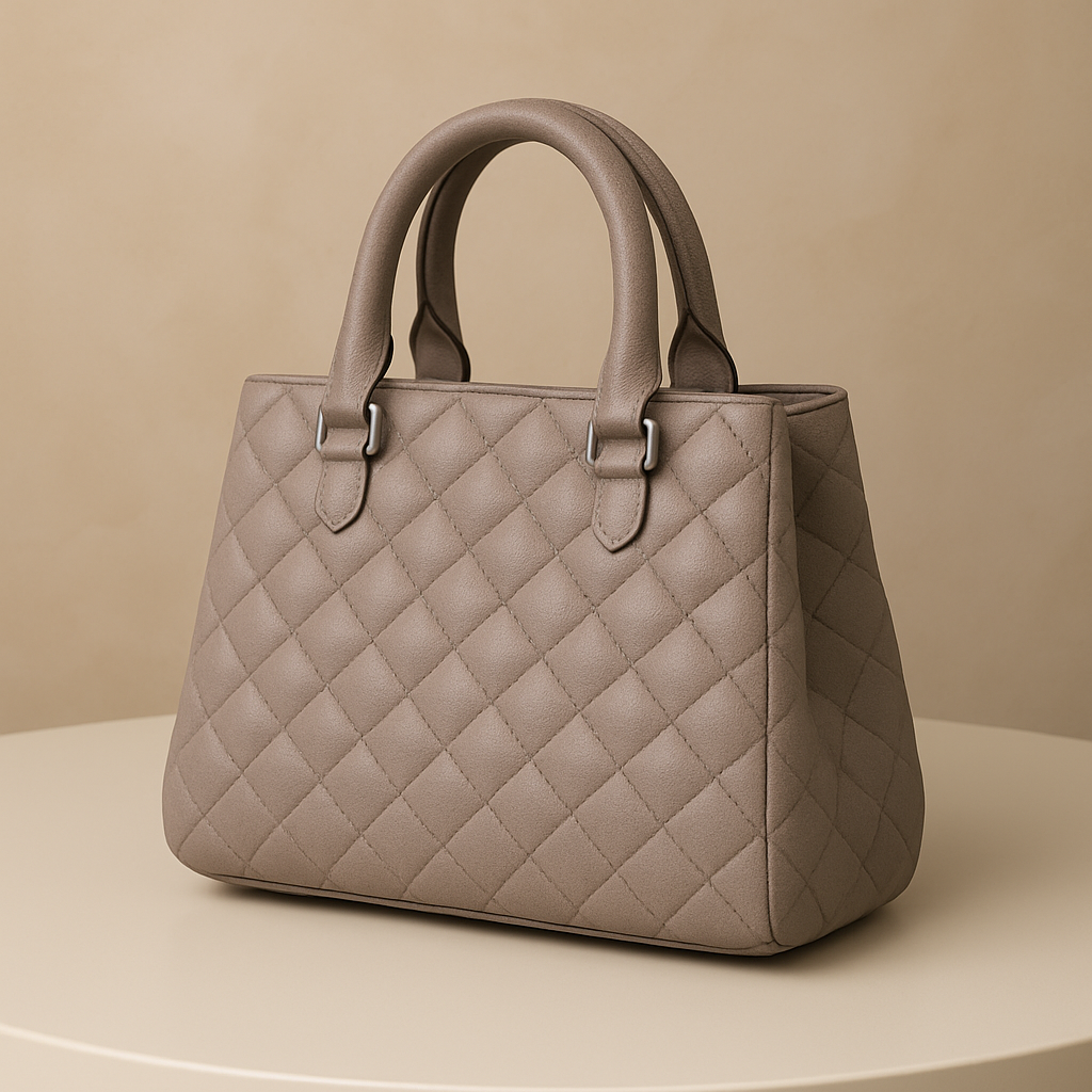 Elegant Quilted Taupe Leather Handbag with GG Logo | Luxury Women's Tote