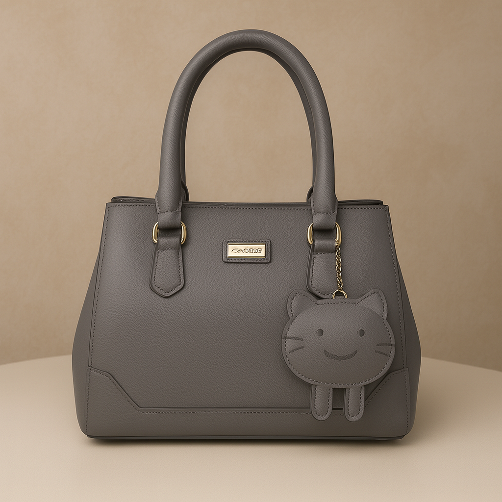 Elegant Structured Black Leather Handbag with Golden Accents | Luxury Women's Tote