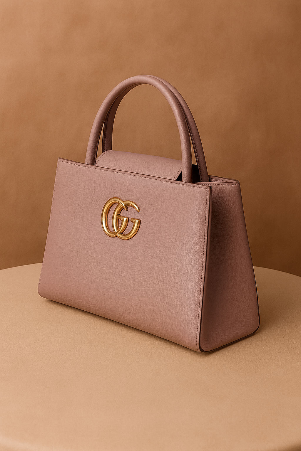 Premium Black Leather Handbag with Golden GG Logo | Luxury Women's Purse