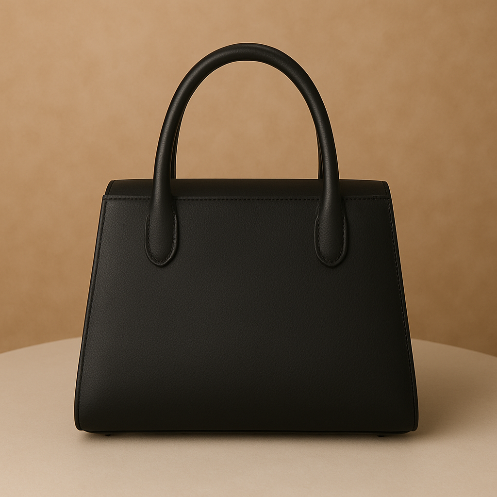 Premium Black Leather Handbag with Golden GG Logo | Luxury Women's Purse