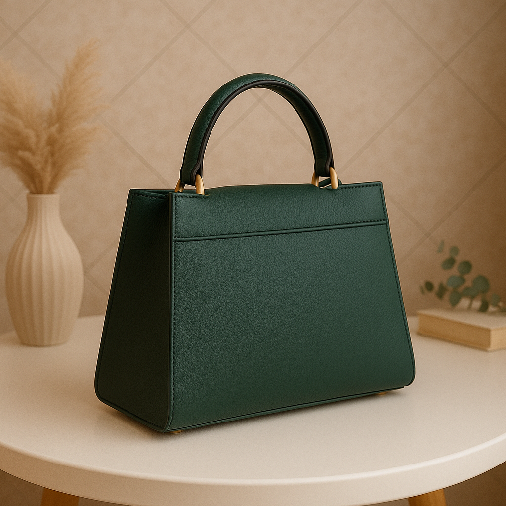 Premium Black Leather Handbag with Golden GG Logo | Luxury Women's Purse