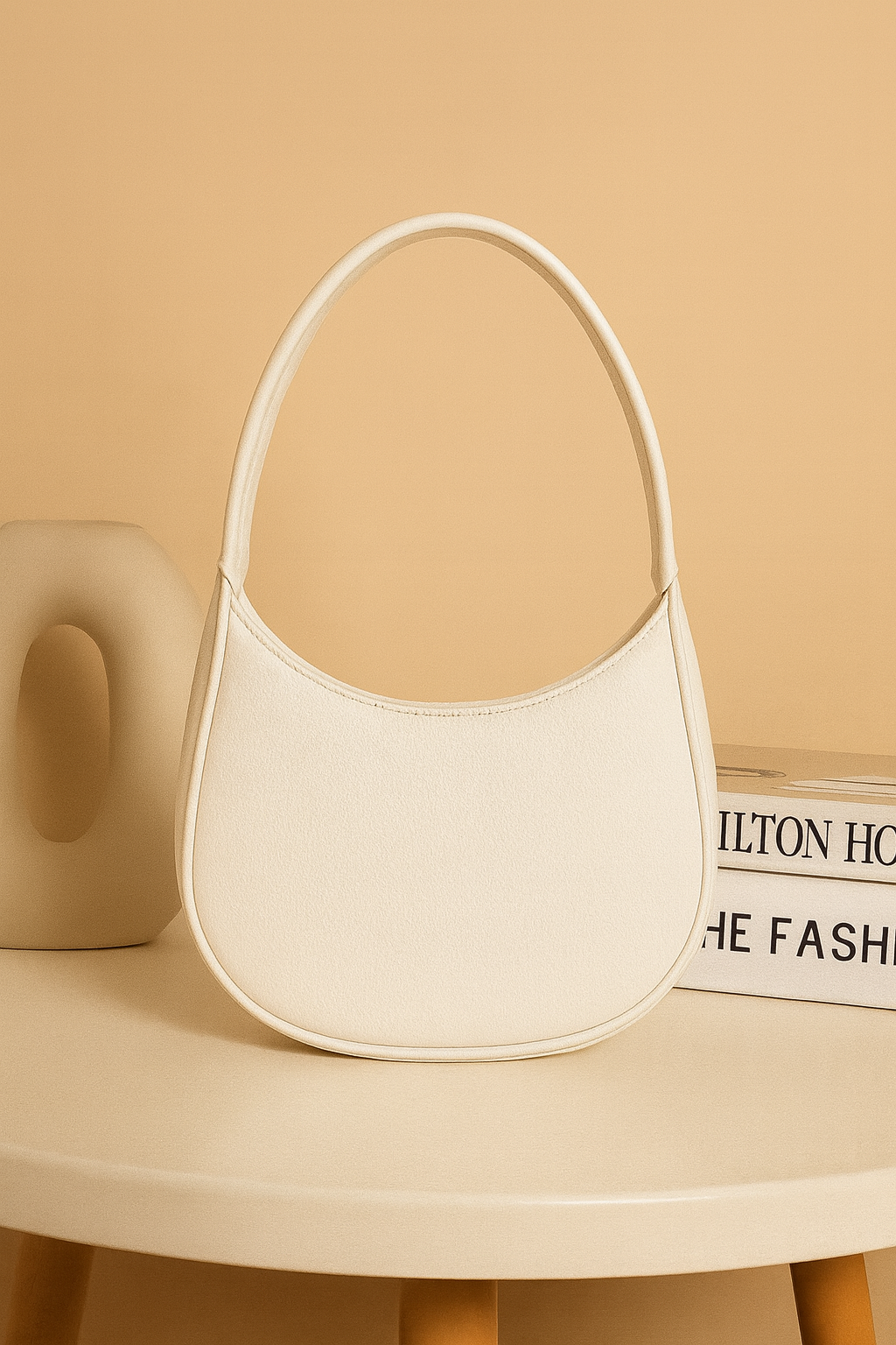 Black Oval Shoulder Bag for Women - Premium PU Leather Stylish Handbag