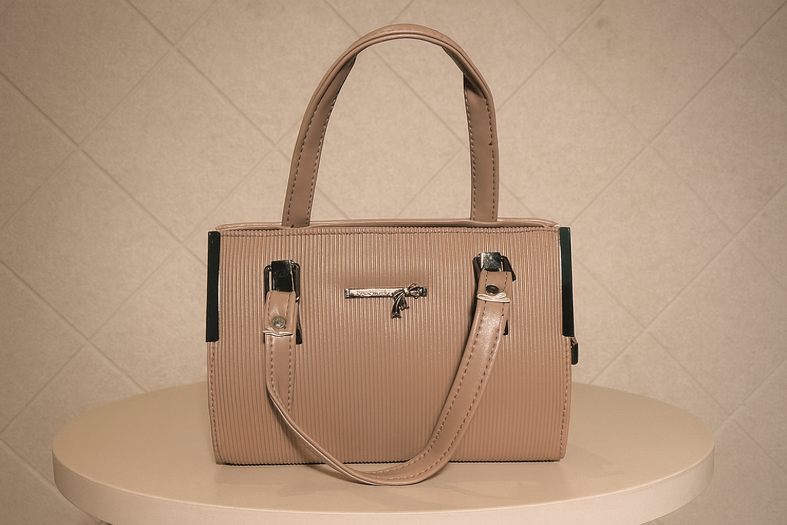 Beige Classic Tote Bag for Women - Premium PU Leather Elegant Handbag