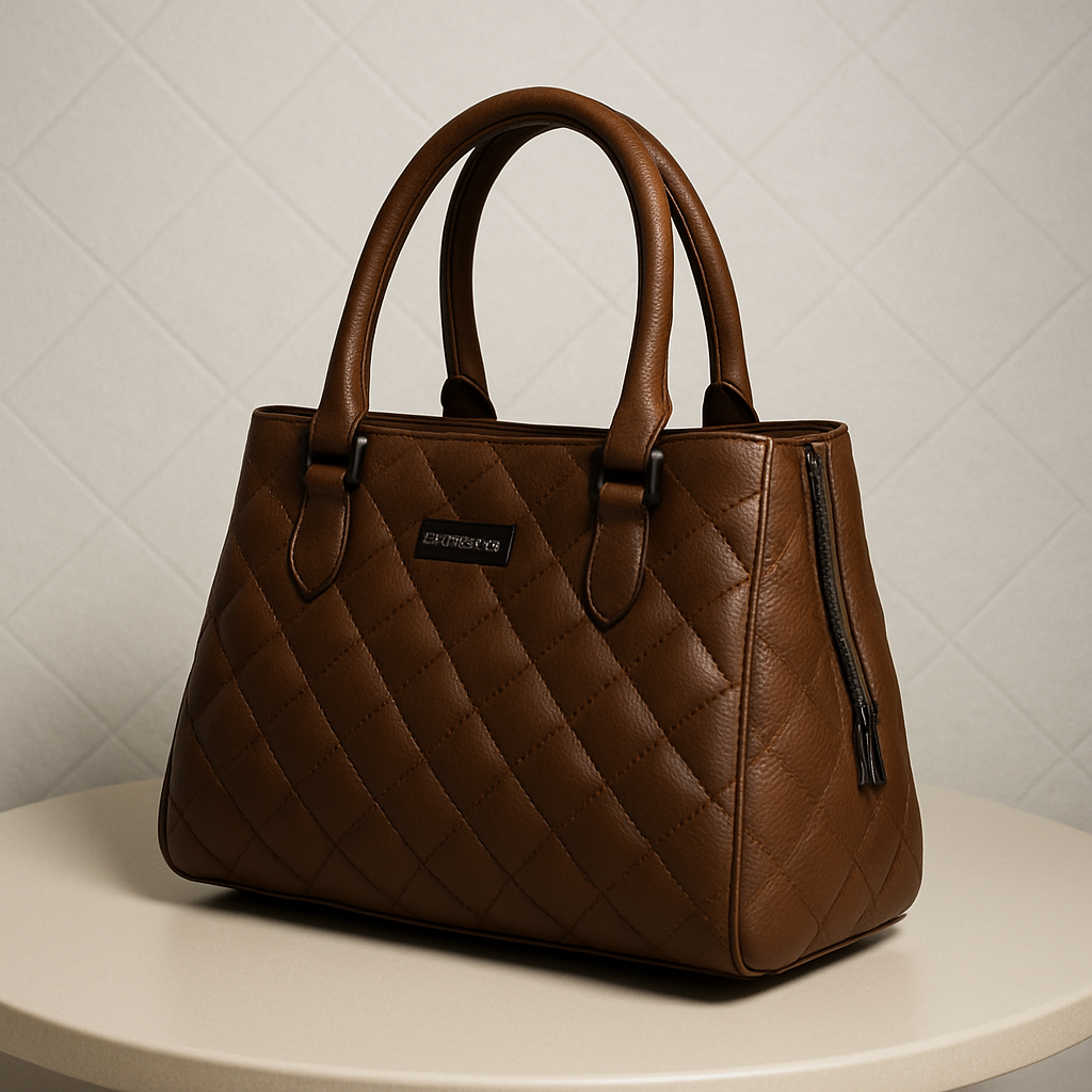 Quilted Leather Tote Bag for Women - Stylish Handbag with Dual Handles