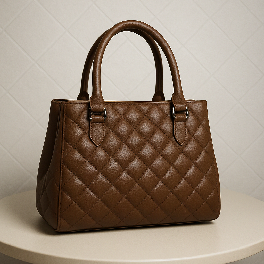 Quilted Leather Tote Bag for Women - Stylish Handbag with Dual Handles