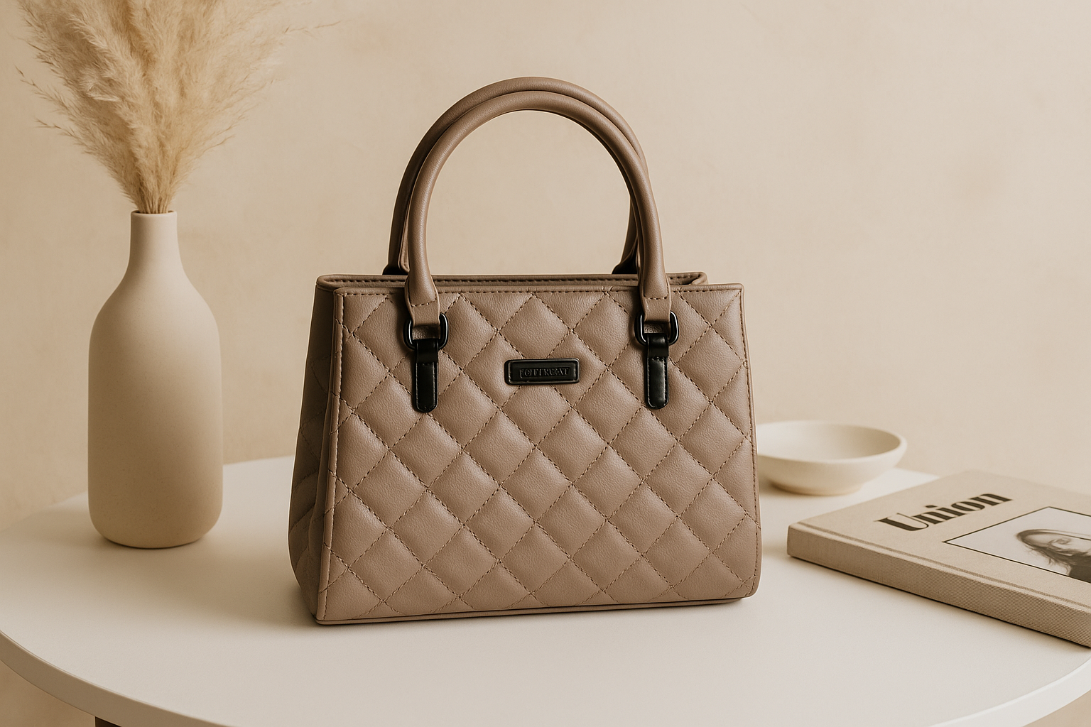 Quilted Leather Tote Bag for Women - Stylish Handbag with Dual Handles