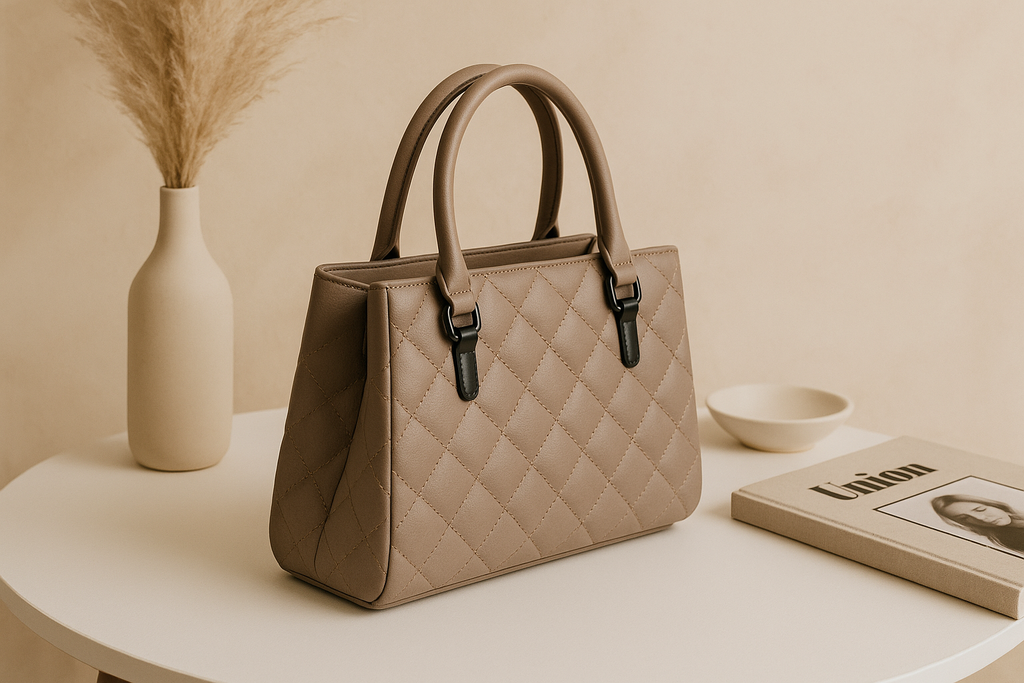 Quilted Leather Tote Bag for Women - Stylish Handbag with Dual Handles