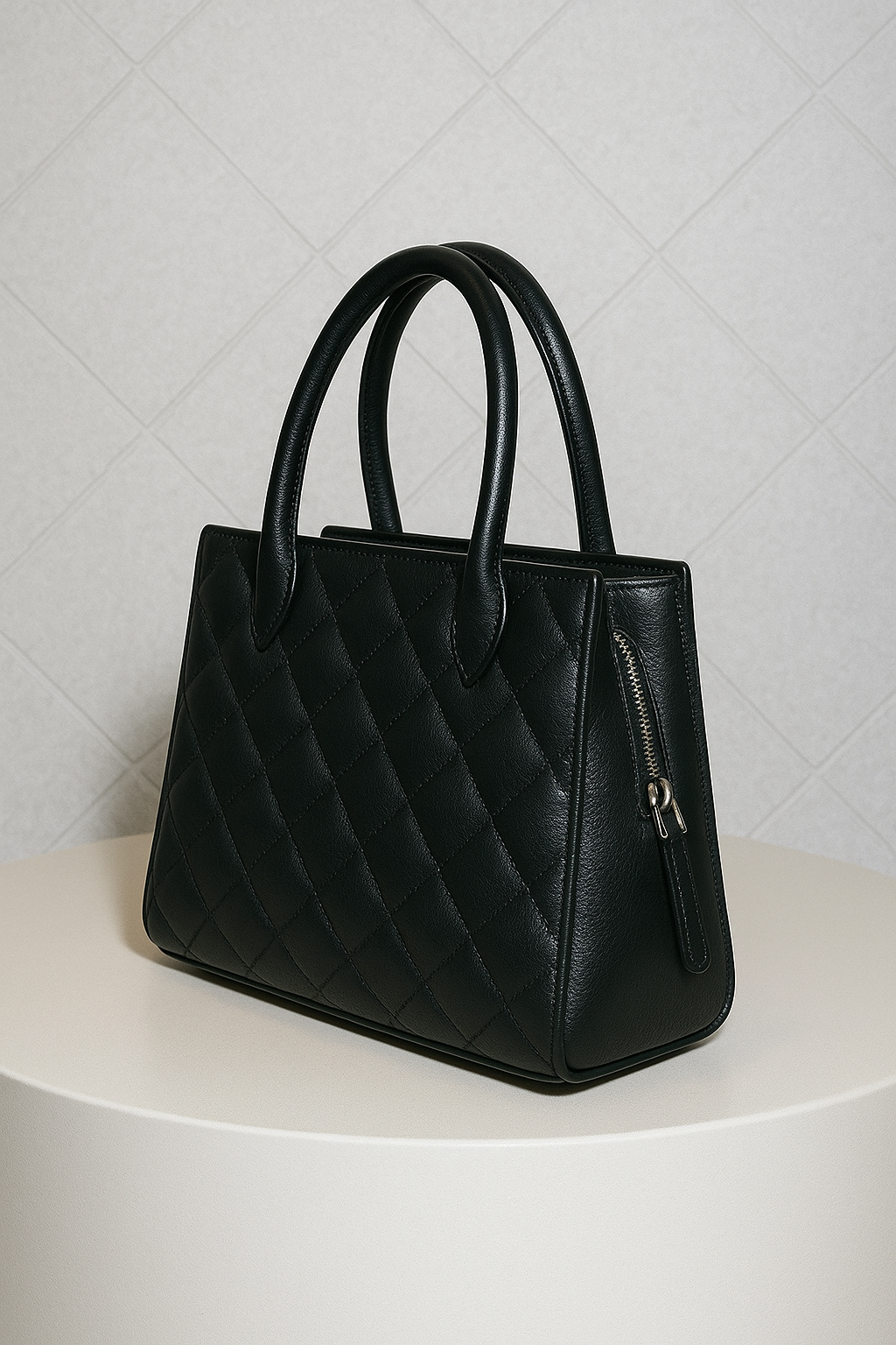 Quilted Leather Tote Bag for Women - Stylish Handbag with Dual Handles