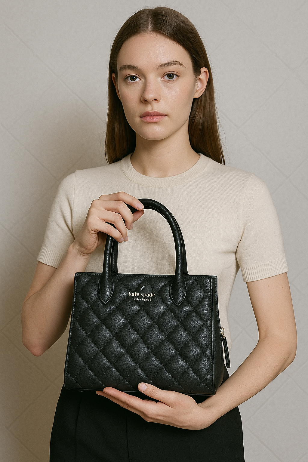 Quilted Leather Tote Bag for Women - Stylish Handbag with Dual Handles