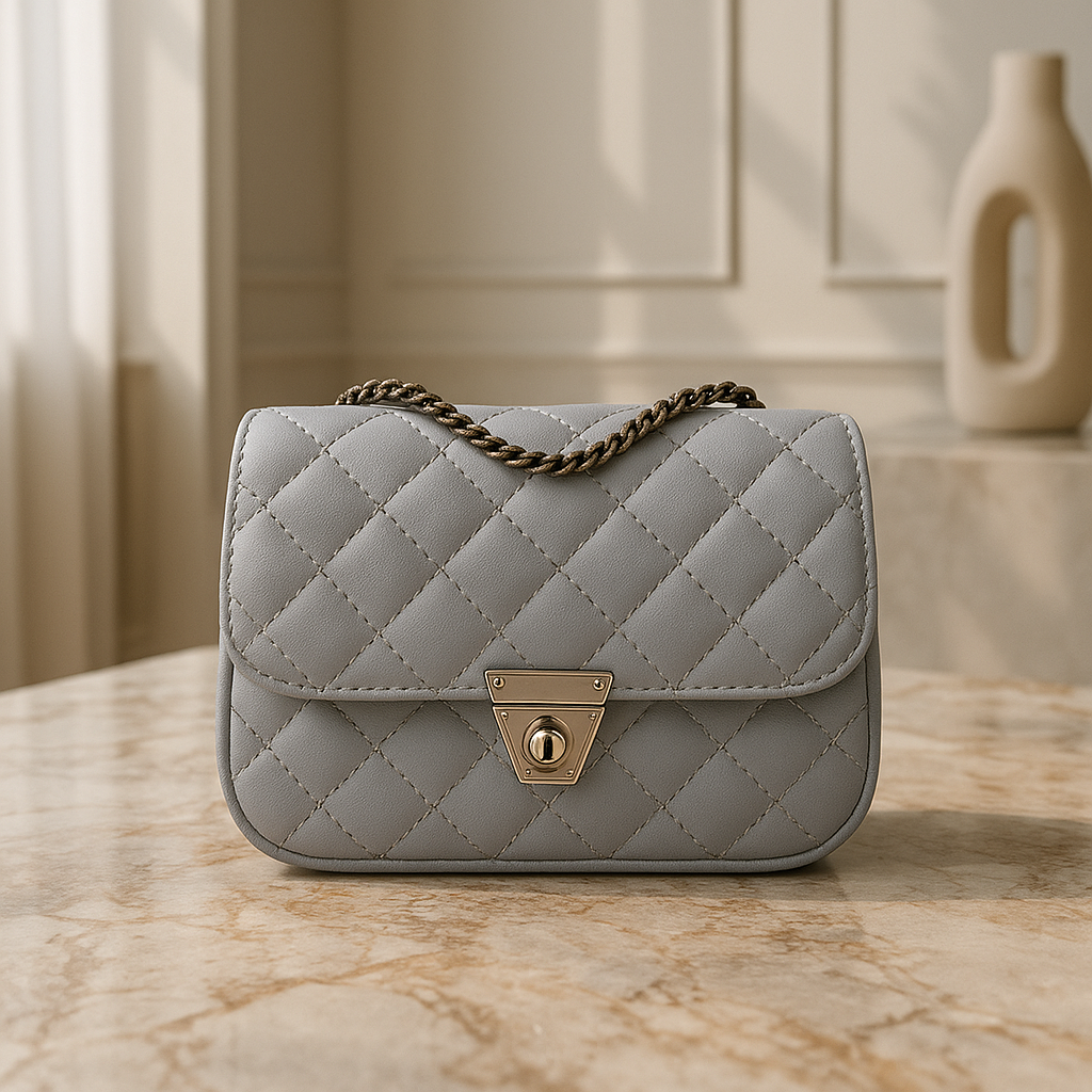 Rivaara Luxe Quilted Elegance Sling Bag – Gray