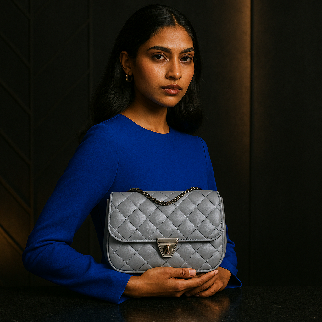 Rivaara Luxe Quilted Elegance Sling Bag – Gray